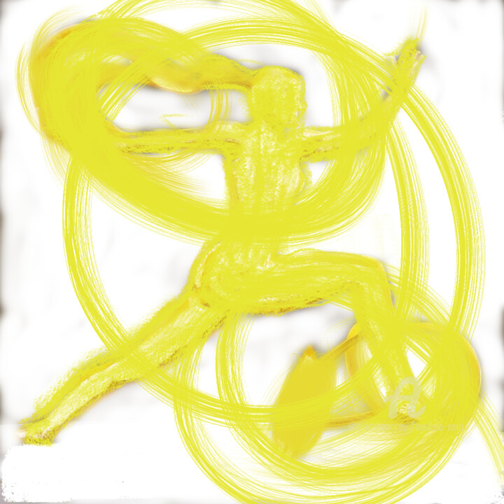 Цифровое искусство под названием "Yellow Circle" - Vasileia Sarri, Подлинное произведение искусства, Цифровая живопись