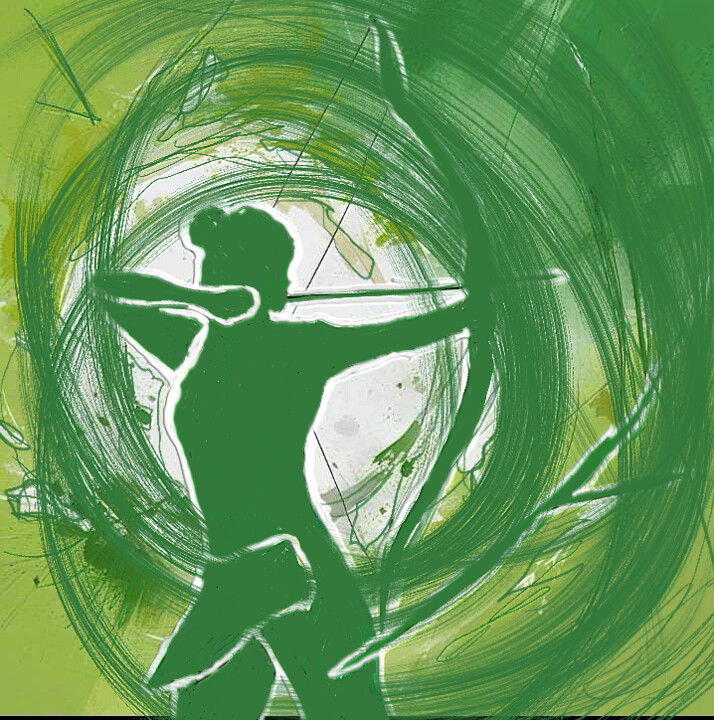 Цифровое искусство под названием "Green Circle" - Vasileia Sarri, Подлинное произведение искусства, Цифровая живопись