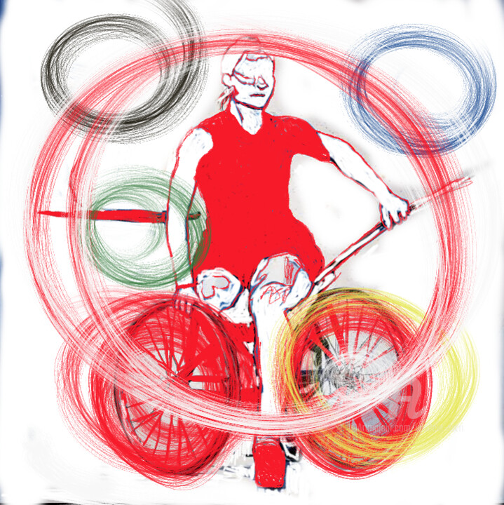 Digital Arts titled "Red - Olympic Games…" by Vasileia Sarri, Original Artwork, Digital Painting