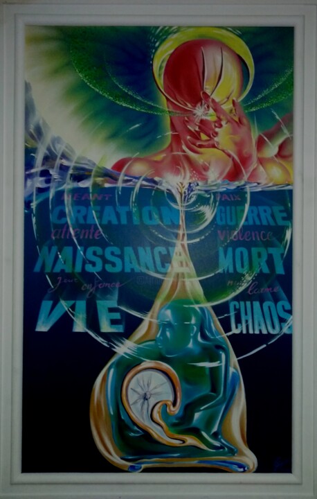 Schilderij getiteld "LE TEMPS" door Vasileios Arapis, Origineel Kunstwerk, Airbrush
