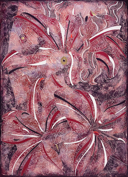 Painting titled "EVA'S LILIES" by Vasili Zianko, Original Artwork, Acrylic