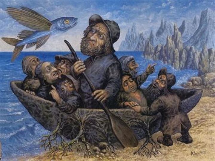 Malerei mit dem Titel "Искатели жемчуга 2" von Vasilii Pochitskii (Dr Klein), Original-Kunstwerk, Öl Auf Keilrahmen aus Holz…