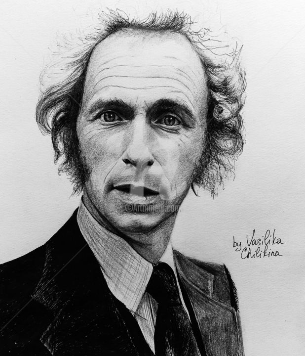 Drawing titled "Пьер Ришар" by Vasilika Chilikina, Original Artwork, Pencil