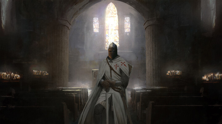 Digitale Kunst getiteld "The Knight Templar-…" door Vasiliki Trocheila, Origineel Kunstwerk, Digitaal Schilderwerk