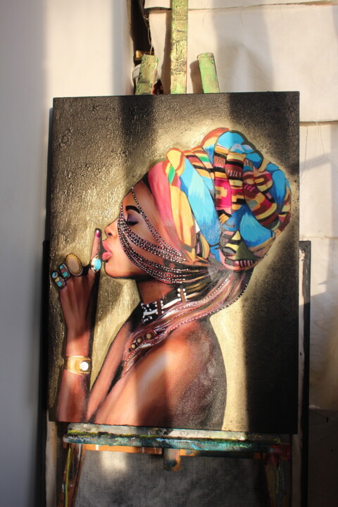 Картина под названием "афро 4" - Vasily Kizinek, Подлинное произведение искусства, Акрил