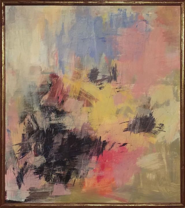 Painting titled "Abstract composition" by Vasily Koldin, Original Artwork, Acrylic Mounted on Wood Stretcher frame