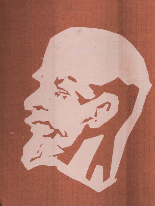 Drawing titled "В.И. Ленин на карто…" by Vasily Wavetrk (Vasilii Veshnev), Original Artwork, Marker
