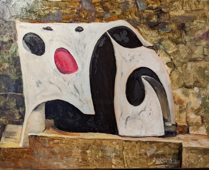 Painting titled "Conversation with M…" by Vasko Delev, Original Artwork, Oil Mounted on Wood Stretcher frame