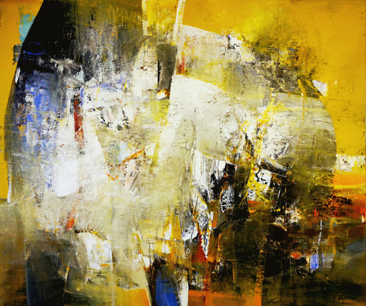 Painting titled "Waiting time" by Vasil Vasilev, Original Art, Acrylic Mounted on Stretcher frame