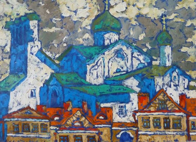 Pintura intitulada "Pskov" por Olvas, Obras de arte originais, Óleo