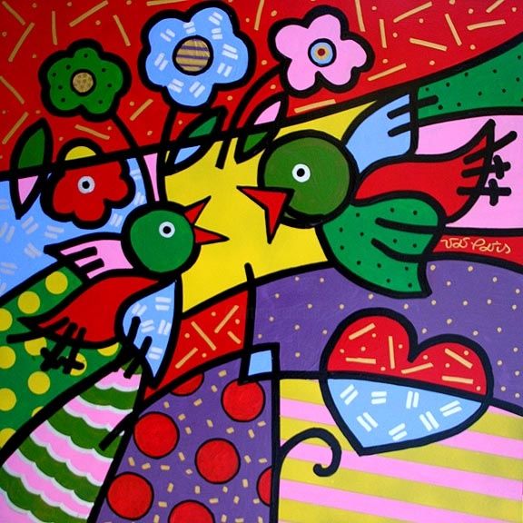 Painting titled "Love Birds by Vas P…" by Vas Paris, Original Artwork