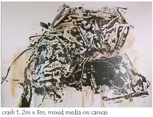 Peinture intitulée "crash1 , 2mx3m, mix…" par Vassilis Economidis, Œuvre d'art originale