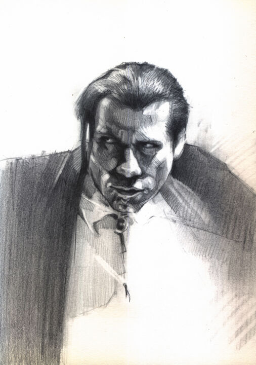 Dessin intitulée "Travolta dance" par Vasyl Kovach, Œuvre d'art originale, Graphite