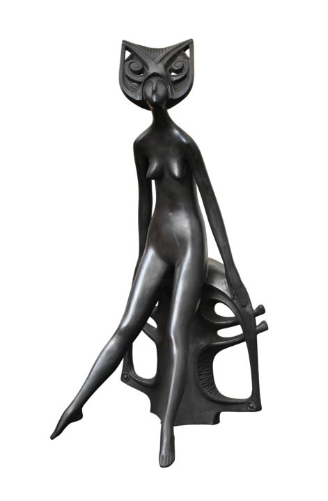 "Cat Woman" başlıklı Heykel Vasyl Olashyn tarafından, Orijinal sanat, Bronz