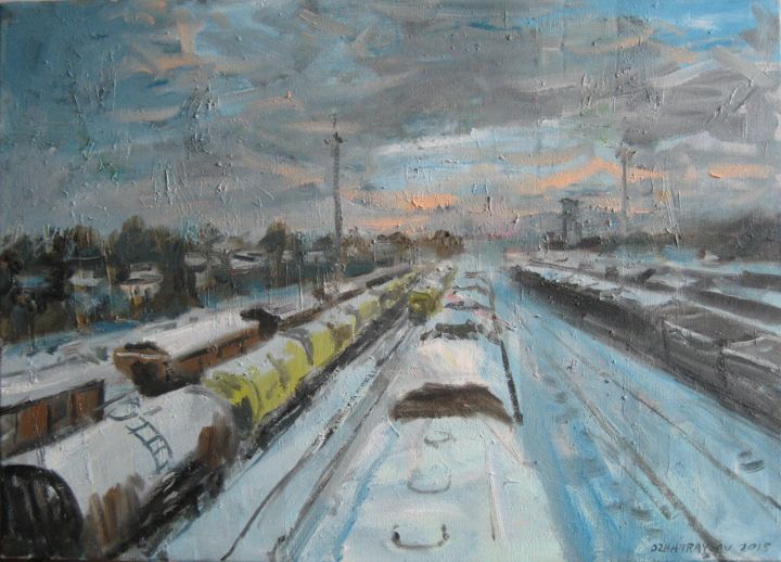 Painting titled "vagon parks" by Vasyl, Original Artwork