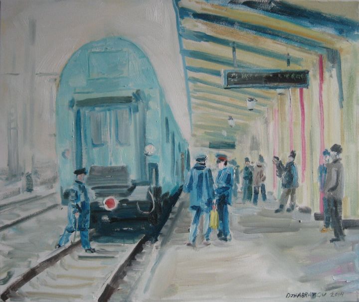 Pittura intitolato "railway station" da Vasyl, Opera d'arte originale