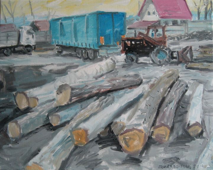 Pintura intitulada "storage timber 3" por Vasyl, Obras de arte originais