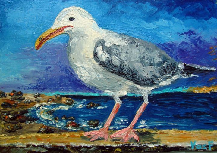 Картина под названием "Seagull" - Василий Федюшин, Подлинное произведение искусства, Масло