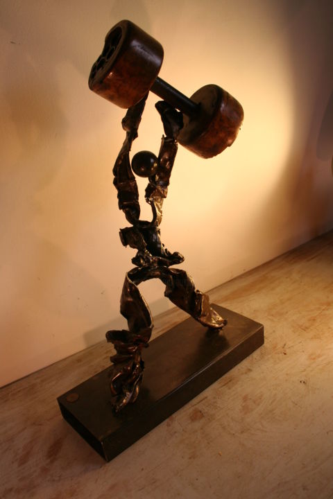 Skulptur mit dem Titel "L'altérophile" von Eric Barque, Original-Kunstwerk, Metalle