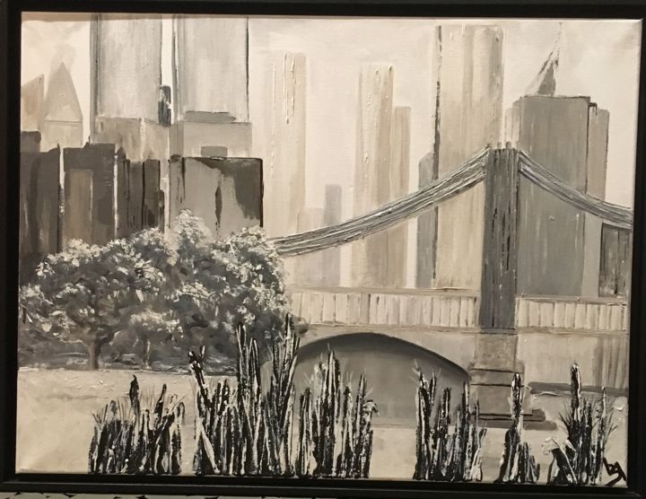 Peinture intitulée "Manhattan sous la n…" par Valerie D’Arguesse, Œuvre d'art originale, Acrylique Monté sur Châssis en bois