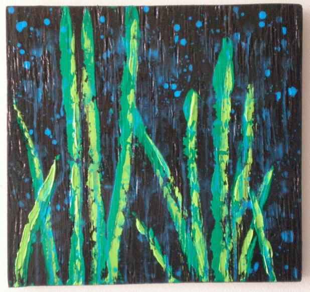 Painting titled "rain grass" by Vcasey, Original Artwork