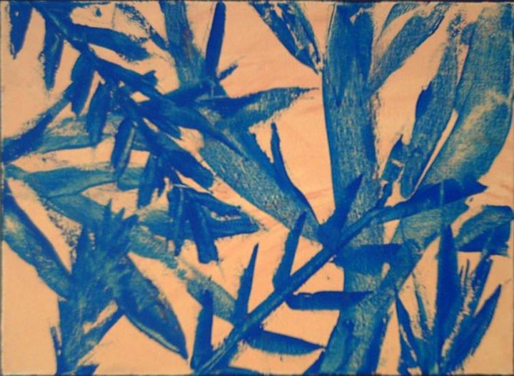 Painting titled "BlueBamboo" by Vcasey, Original Artwork