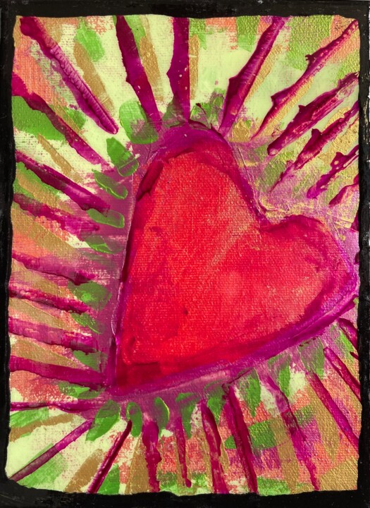 绘画 标题为“Heartshine” 由Vcasey, 原创艺术品, 丙烯 安装在木质担架架上