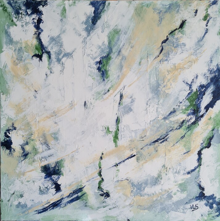 Painting titled "Abstrait" by Valerie Sandrin, Original Artwork, Acrylic Mounted on Wood Stretcher frame