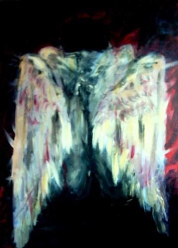 Painting titled "Ange déchu 3" by Vdrey, Original Artwork, Oil