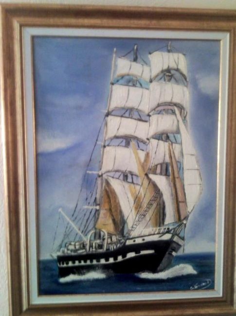 Peinture intitulée "navigation du Belem" par Charles Van-Den-Torren, Œuvre d'art originale,