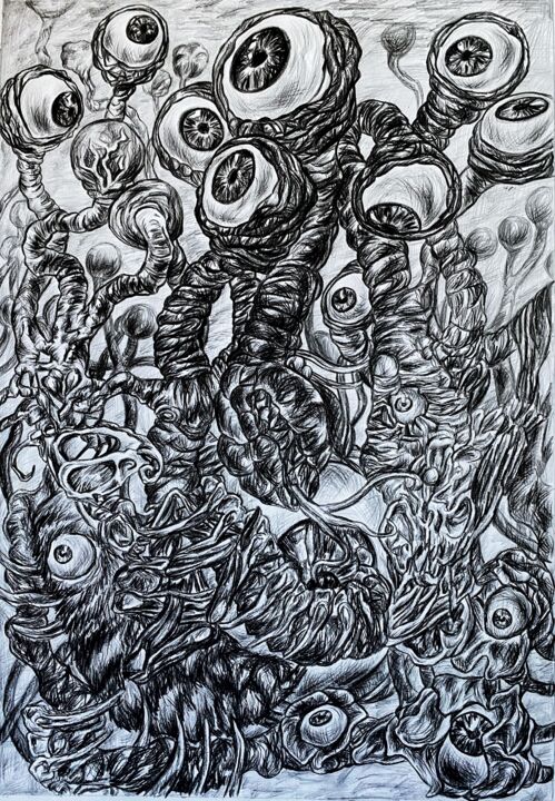 Drawing titled "Eyeball" by Vecordia, Original Artwork, Pencil