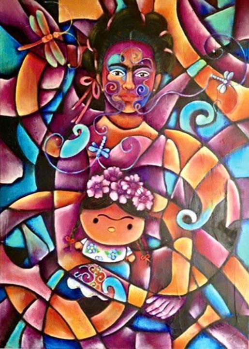 Pintura titulada "El sueño de la niña…" por Vedi, Obra de arte original, Acrílico