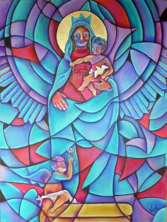 Pintura titulada "Virgen del Pilar" por Vedi, Obra de arte original, Acrílico