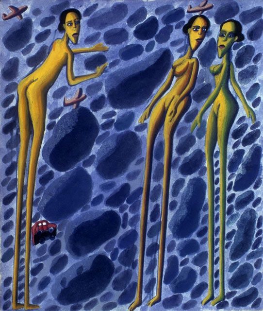 Pintura intitulada "AmidstPlanets-6" por Ved Nayar, Obras de arte originais, Óleo