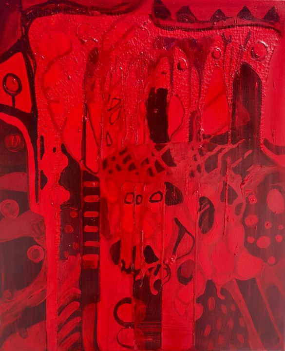 제목이 "44. BLOOD"인 미술작품 Veera Zukova로, 원작, 아크릴 나무 들것 프레임에 장착됨