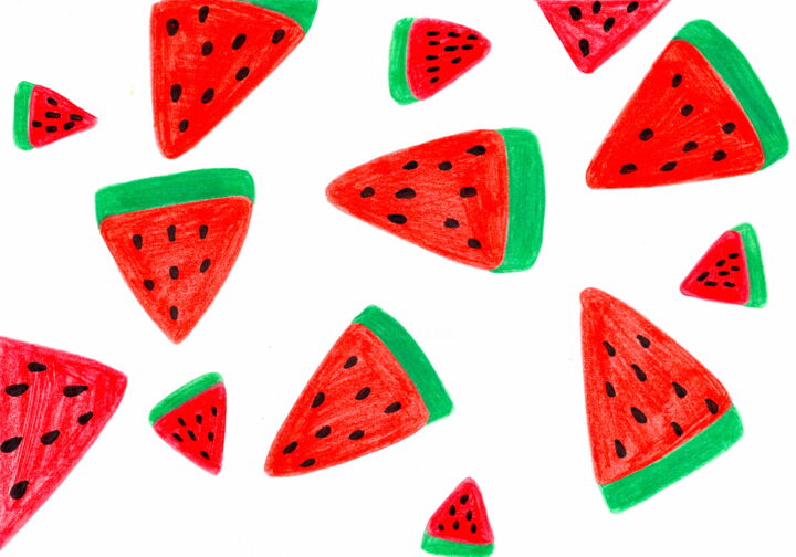 Malarstwo zatytułowany „Fresh watermelon pi…” autorstwa Veera Zukova, Oryginalna praca, Ołówek