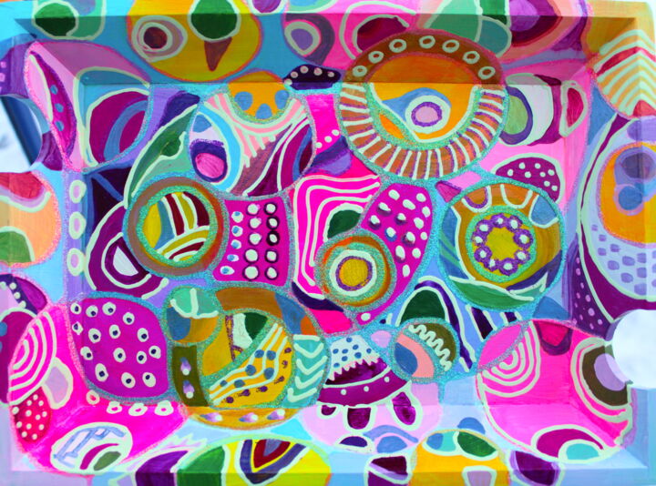 Sculpture intitulée "Colorful tray" par Veera Zukova, Œuvre d'art originale, Bois