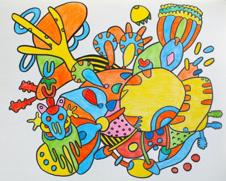 Disegno intitolato "553. Colorful Abstr…" da Veera Zukova, Opera d'arte originale, Matita