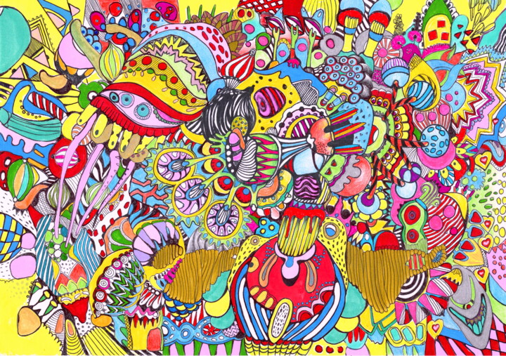 Dessin intitulée "607. Colorful sensa…" par Veera Zukova, Œuvre d'art originale, Crayon