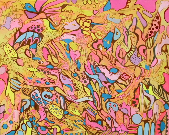 绘画 标题为“665. Vibrant Chaos:…” 由Veera Zukova, 原创艺术品, 丙烯 安装在木质担架架上