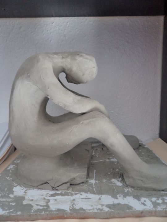 Sculpture titled "Penseur" by Vegeto, Original Artwork, Clay