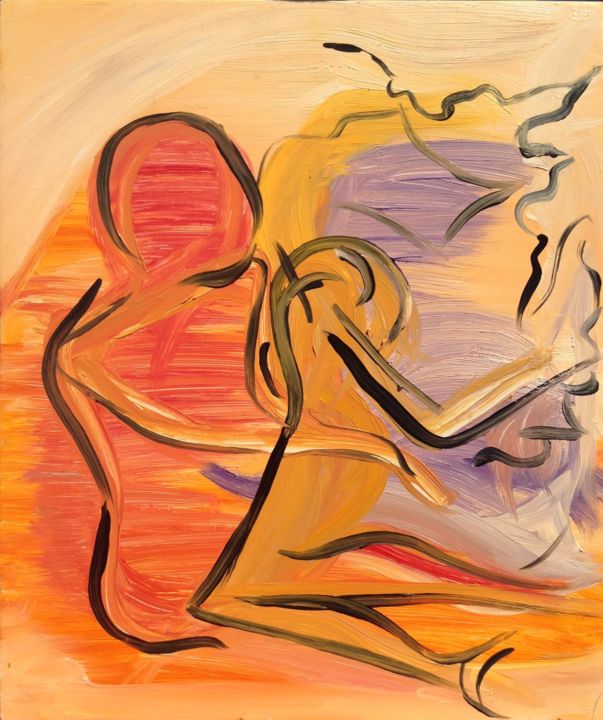 Painting titled "The Kiss of Om" by Velka Edge~Olok, Original Artwork, Oil