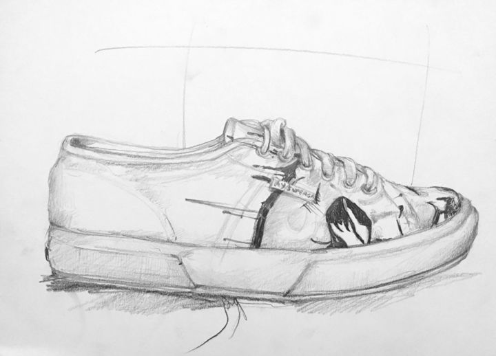 Drawing titled "Shoes 10" by Vella, Original Artwork, Pencil