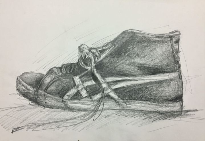 Drawing titled "Shoes" by Vella, Original Artwork, Pencil
