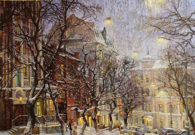 Painting titled "snow" by Evgeny And Oksana Osipov, Original Artwork