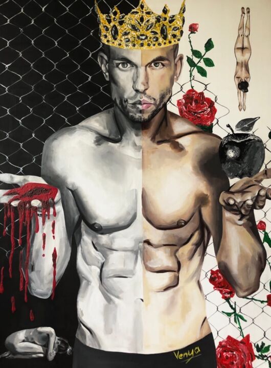 Peinture intitulée "Male essence" par Яна Венедчук, Œuvre d'art originale, Acrylique Monté sur Châssis en bois