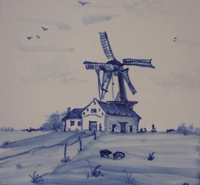 Pittura intitolato "Windmill in Holland" da Venessa Lagrand, Opera d'arte originale, Olio