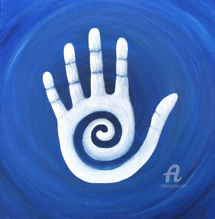 Pintura intitulada "My Hopi Hand" por Venessa Lagrand, Obras de arte originais, Acrílico Montado em Armação em madeira