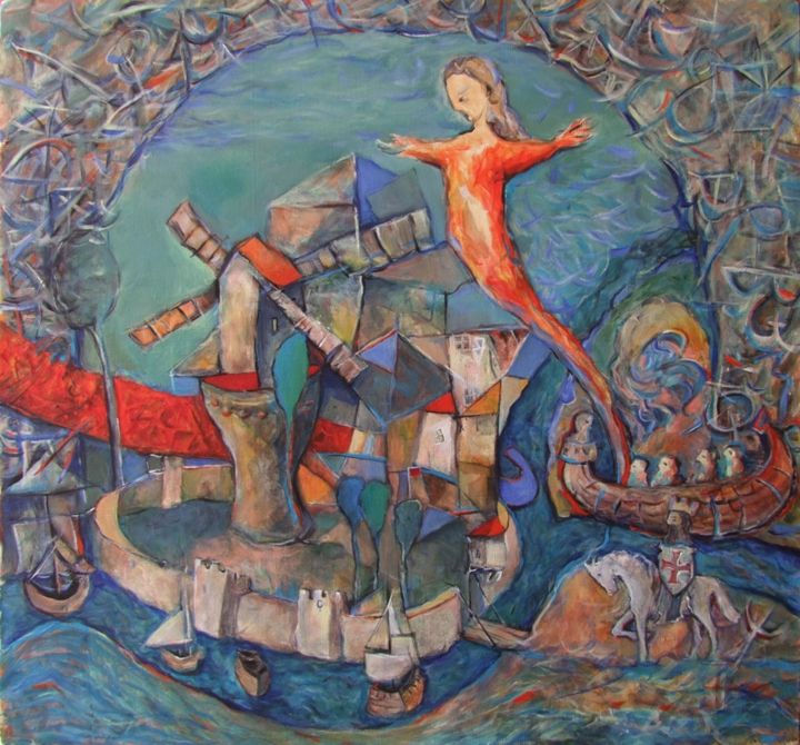 Painting titled "The Hollycup / 67x6…" by Georgi Veniaminov, Original Artwork, Oil