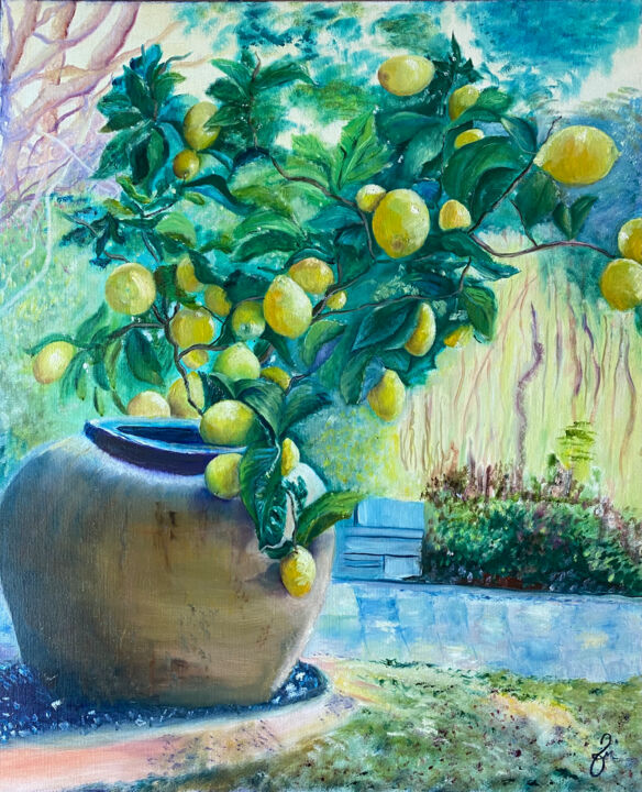 Peinture intitulée "Les citrons" par Vénie, Œuvre d'art originale, Huile